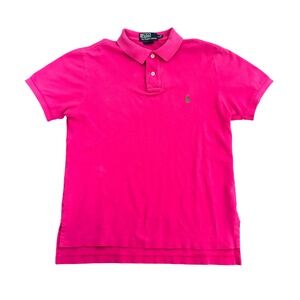 Polo Ralph Lauren Mens Custom Fit Short Sleeve Polo Shirt Hot Pink Medium